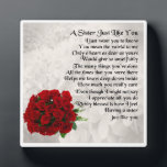 Plaque Poem Soeur - Roses Rouges Design<br><div class="desc">Un grand cadeau pour une soeur spéciale</div>