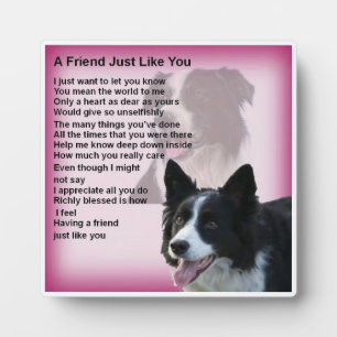 Plaque poème ami - Bordure Collie Design