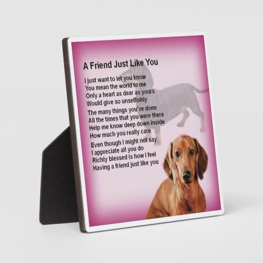 Plaque poème ami - Daschund Chien Design (Recto)