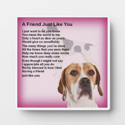 Plaque poème ami - Pointer Dog Design (Devant)