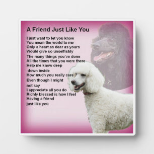 Plaque poème de l'ami - Poodle Chien Design