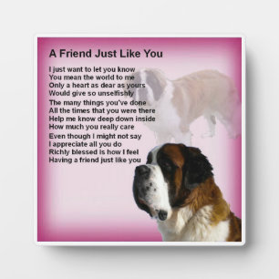 Plaque poème de l'ami - St Bernard Dog Design