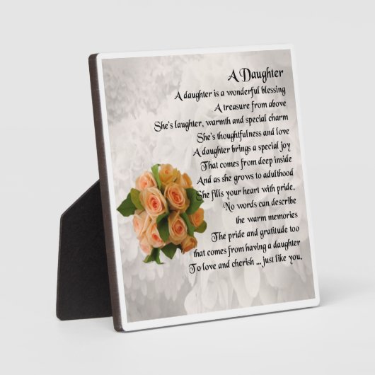 Plaque poème fille - Peach Rose Design (Recto)