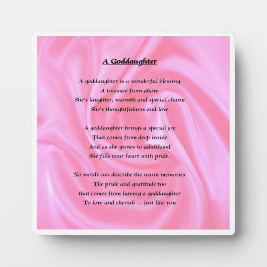 Plaque poème Godgirl - Design en soie rose (Devant)