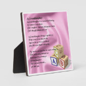 Plaque Poème Grandgirl - Blocs bébé Design (Recto)