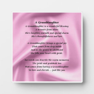 Plaque poème Grandgirl - Design en soie rose