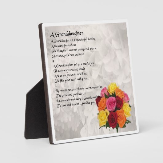 Plaque Poème Grandgirl - Design Fleurs (Recto)