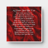 Plaque poème soeur - Design en soie rouge (Devant)