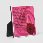 Plaque poème soeur - Soie rose et design Rose (Recto)