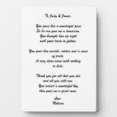 Plaque poétique "To Groom's Parents" (Devant)