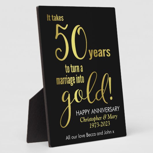 Plaque pour les 50 ans de mariage (Côté)