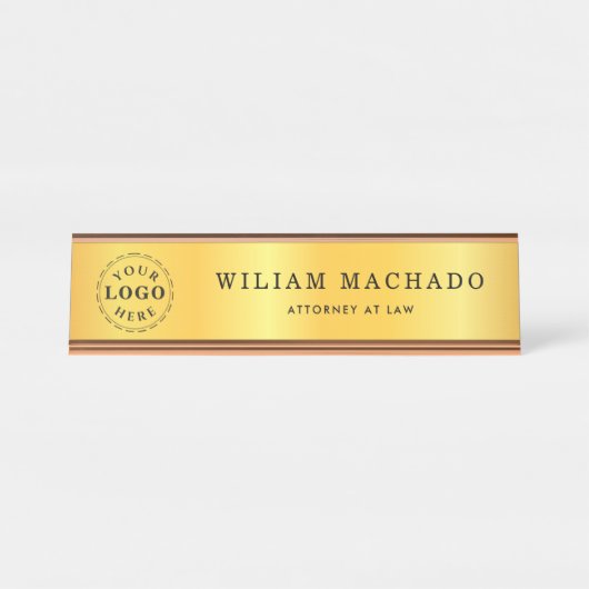 Plaque professionnelle de nom métal or pour avocat (Devant)