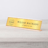 Plaque professionnelle de nom métal or pour avocat (Devant)