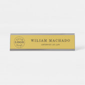 Plaque professionnelle de nom métal or pour avocat (Devant)