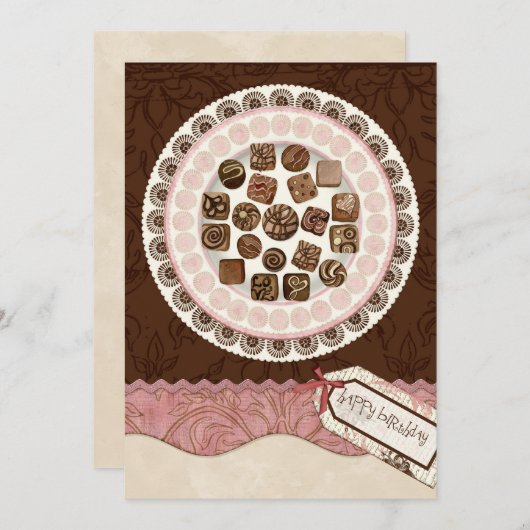Plaque remplie de chocolats Invitation à la fête d (Devant / Derrière)