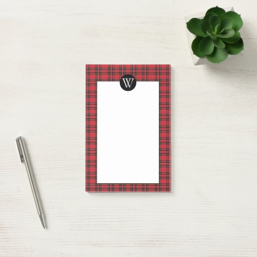 Plaqué rouge classique avec Monogram Post-It Notes (Bureau)