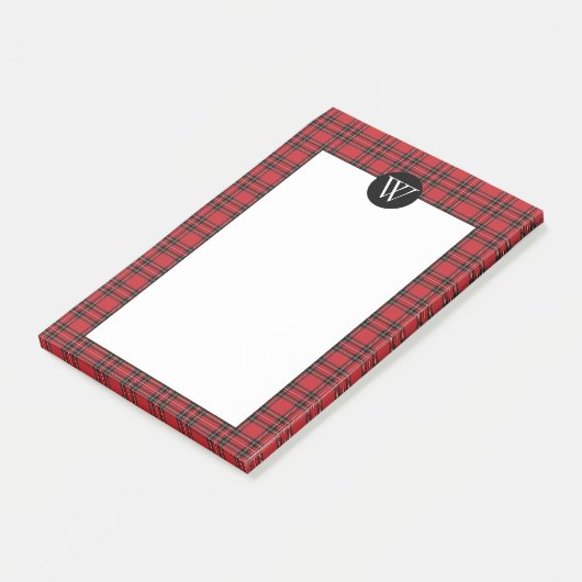 Plaqué rouge classique avec Monogram Post-It Notes (Incliné)