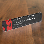 Plaque rouge du bureau noir moderne Monogramme (Taille)