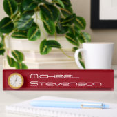 Plaque rouge professionnelle avec horloge