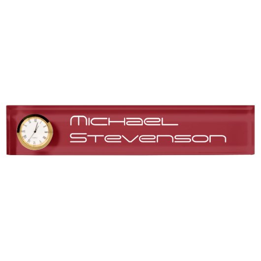 Plaque rouge professionnelle avec horloge (Devant)
