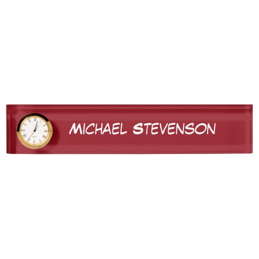 Plaque rouge professionnelle avec horloge (Devant)