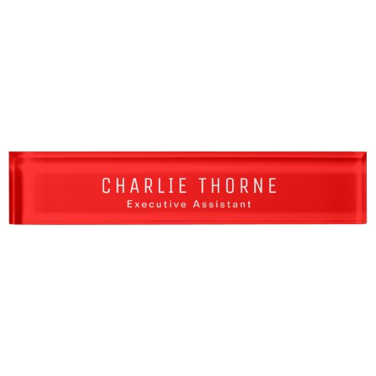 Plaque rouge Solide avec nom et titre du travail (Devant)