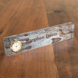 Plaque signalétique en bois d'écorce d'arbre