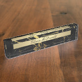 plaque signalétique en marbre noir doré (Taille)