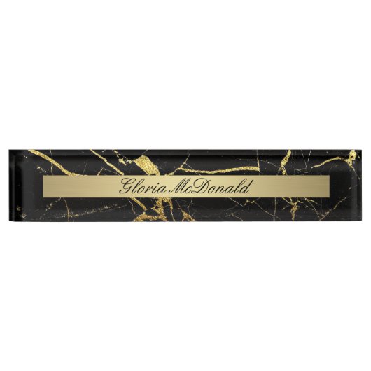 plaque signalétique en marbre noir doré (Devant)