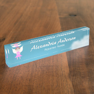 Plaque signalétique rose de bureau d'ange