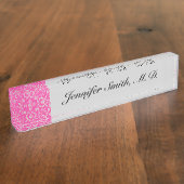 Plaque signalétique rose et argentée (Taille)