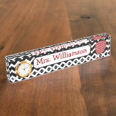 Plaque signalétique rouge noire de professeur de (Taille)