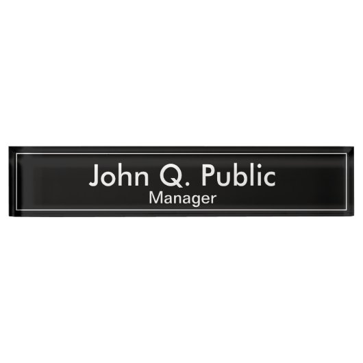 Plaque signalétique simple du bureau noir (Devant)