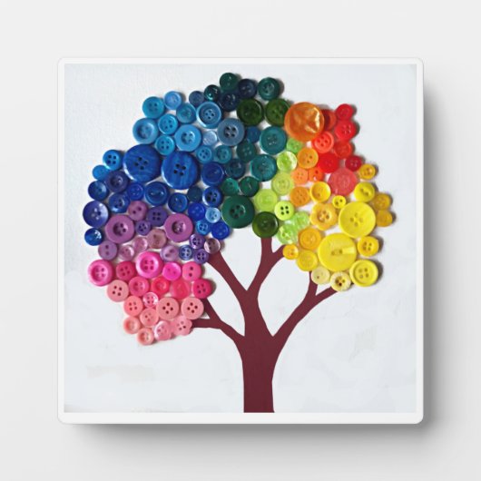 Plaque tabletop met Easel Button Tree Fotoplaat (Voorkant)