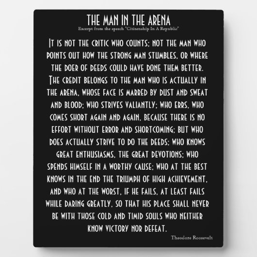 Plaque "The Man In The Arena" (Devant)