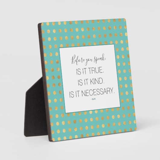 Plaque Turqoise Faux Gold Type SayingTabletop (Recto)