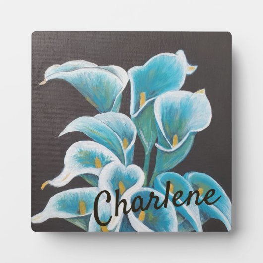 Plaque Turquoise Fleur personnalisée (Devant)