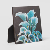 Plaque Turquoise Fleur personnalisée (Recto)