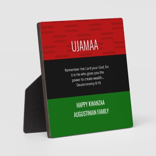 Plaque UJAMAA personnalisé Joyeux Kwanzaa (Recto)