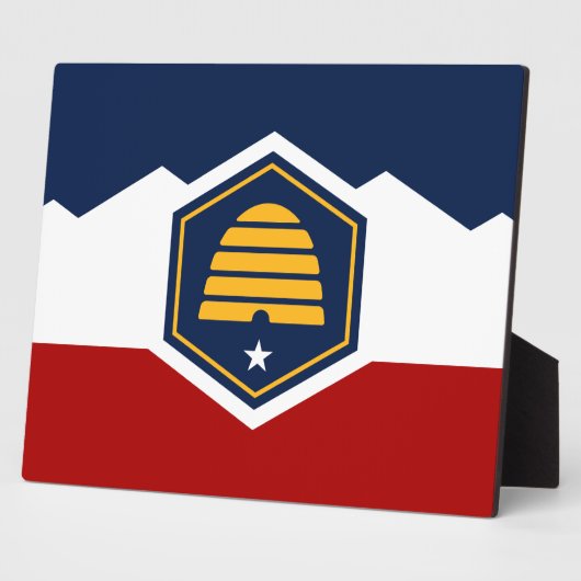 Plaque with flag of Utah State, USA (Côté)
