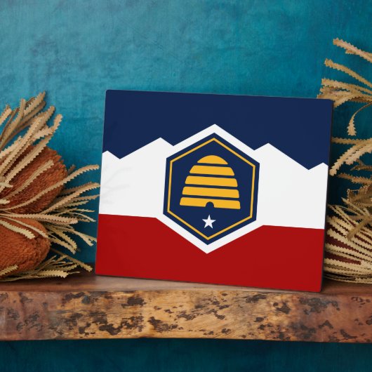 Plaque with flag of Utah State, USA (Côté)
