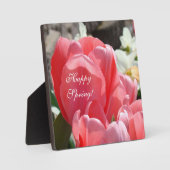 Plaques Bon Printemps ! Tulipes Roses Fleurs ensei (Recto)