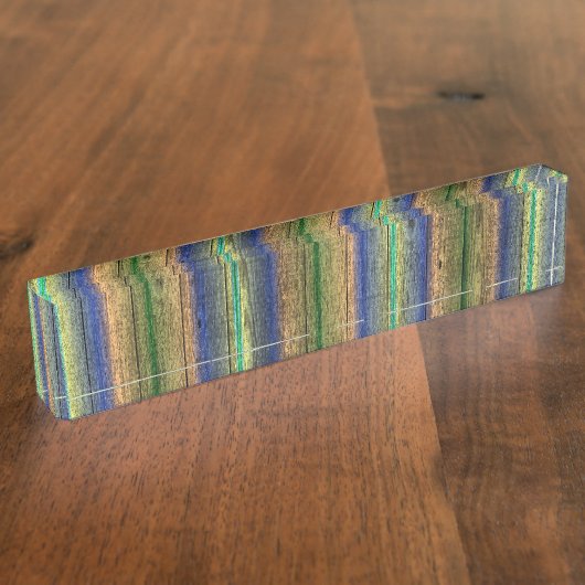 Plaques de bureau en bois bleu et vert (Taille)