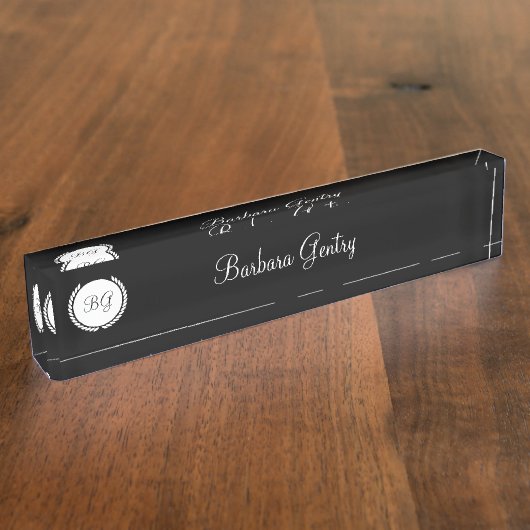 Plaques de bureau Monogramme pour dames classique (Taille)