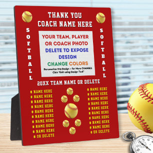 Plaques de coach de softball personnalisées avec p