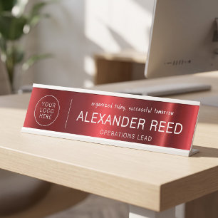 Plaques de nom de logo personnalisées chic rouge