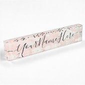 Plaques de nom de marbre or rose avec texte de scr