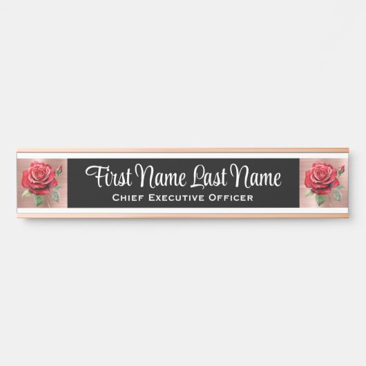 Plaques de nom de porte de bureau floral Roses (Devant)
