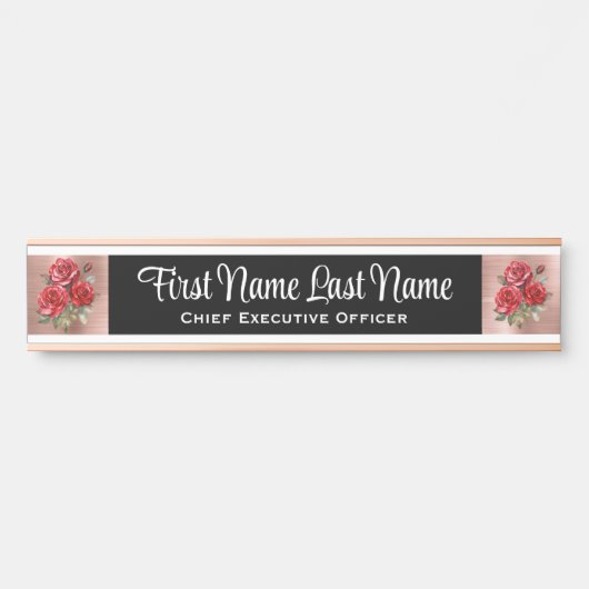 Plaques de nom de porte de bureau floral Roses (Devant)