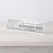 Plaques de nom Logo Élégantes Brillantes Argentées (Devant)